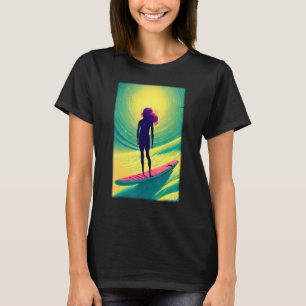 T-shirt Surfergirl Femme Surfboard Waves Sea Vacances