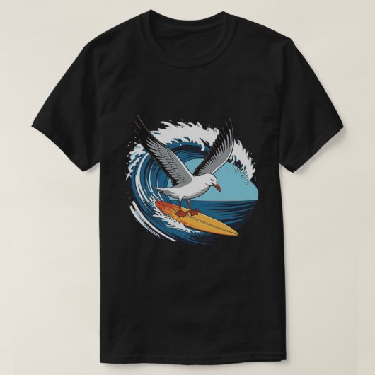 T-shirt Surfeur d'hiver Mouette, Surf de Mouette (Design devant)
