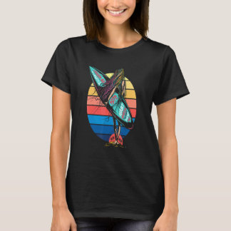 T-shirt Surfeur Rétro Coucher de Soleil Planche de Surf Su