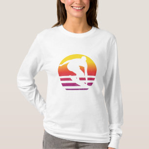 T-shirt Surfeur Surf Rétro Coucher de Soleil