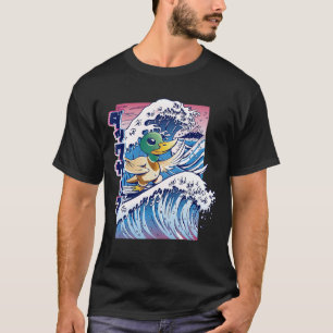 T-shirt Surfing Canard Vaporwave Cool Retro Fun Bizarre bi