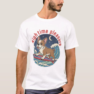 T-shirt Surfing Frenchie au clair de lune - Chien Rétro A