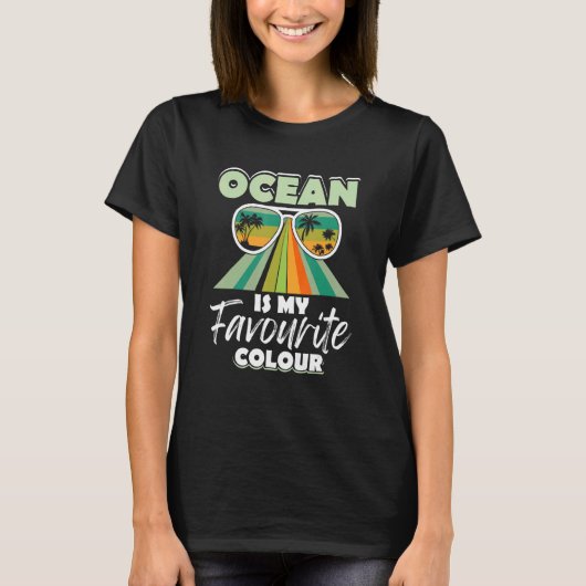 T-shirt Surfing Plage Ocean Est Ma Couleur Favorite (Devant)