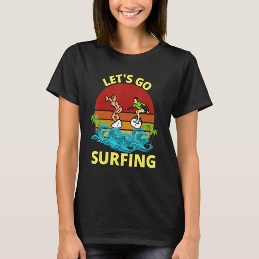 T-shirt Surfing Retro Sunset Vintage Wave Surfer (Devant)