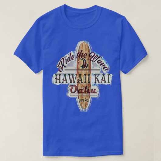 T-shirt Surfing Surfboard Distressed Longboard Hawaii Kai  (Design devant)
