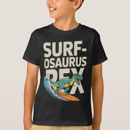 T-shirt Surfosaurus Rex Dinosaure de surf drôle (Devant)