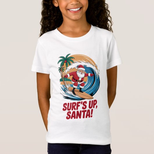 T-Shirt Surf's up Santa Christmas (Devant)