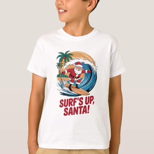 T-shirt Surf's up Santa Christmas (Devant)