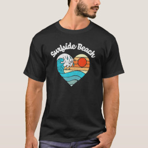 T-shirt Surfside Beach Retro Heart Surf Vague graphique