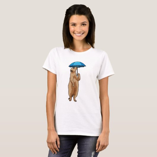 T-shirt Suricate avec parapluie (Devant entier)
