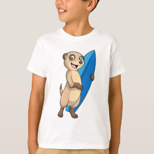 T-shirt Suricate en surfeur avec planche de surf