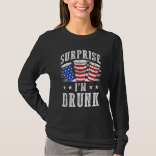 T-shirt Surprise Je M Rouge Rouge Blanc Et Bleu Bière Bong