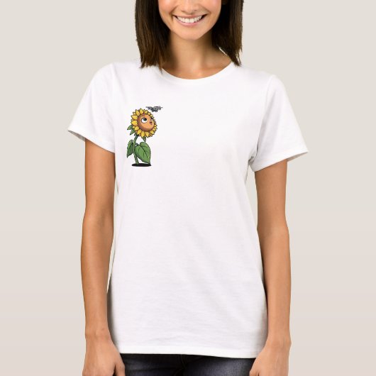 T-shirt Surprised Cartoon Sunflower Looking at Camera (Devant)