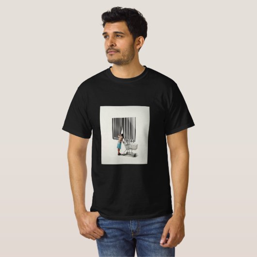 T-shirt Surreal Barcode Consumer Tee – Modern Concept Art” (Devant entier)