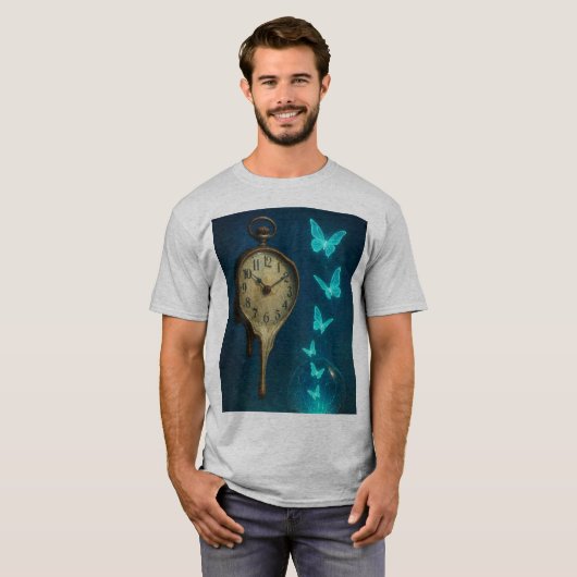 T-shirt Surreal Melting Clock & Butterflies Tee (Devant entier)