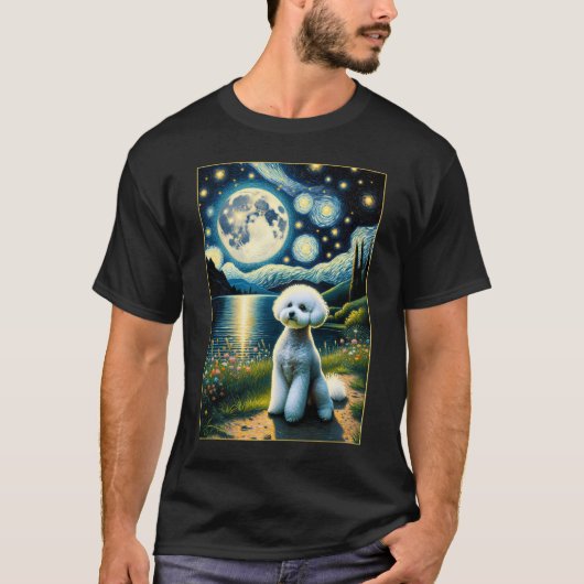 T-shirt Surreal Starry Night Bichon Frise Amoureux des chi (Devant)