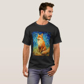 T-shirt Surreal Starry Night esthétique Fox T Shirt (Devant entier)