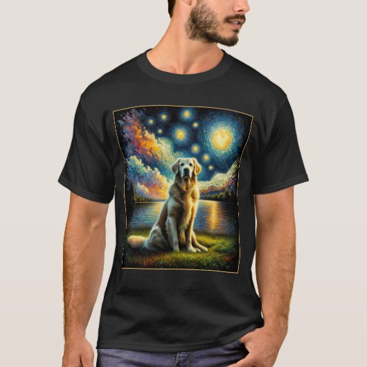 T-shirt Surreal Starry Night Golden Retriever Amoureux des (Devant)