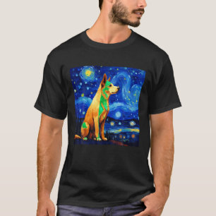 T-shirt Surreal Starry Night Jindo Dog T Shirt