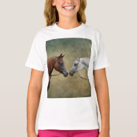 Surreal two horses painting.