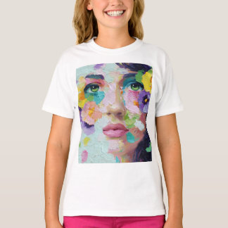 T-shirt Surreal Woman Floral Eyes Petals Wind Wall Art