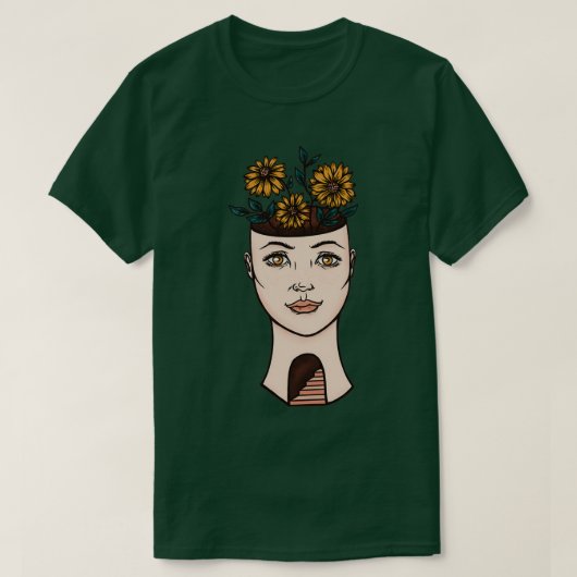 T-shirt Surreal Woman Flower Head Art (Design devant)