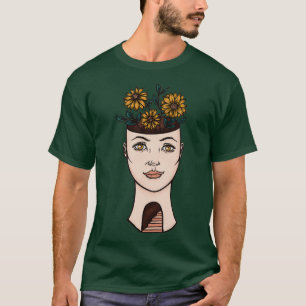 T-shirt Surreal Woman Flower Head Art