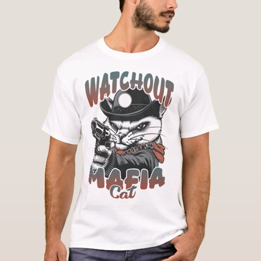 T-shirt Surveillez le chat mafia (Devant)