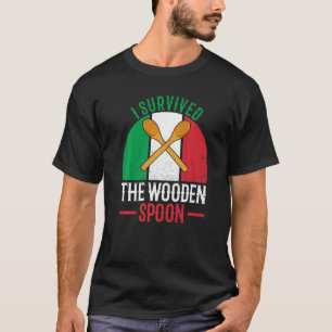 T-shirt Survié Cuillère En Bois Drapeau Italien Drôle Papa