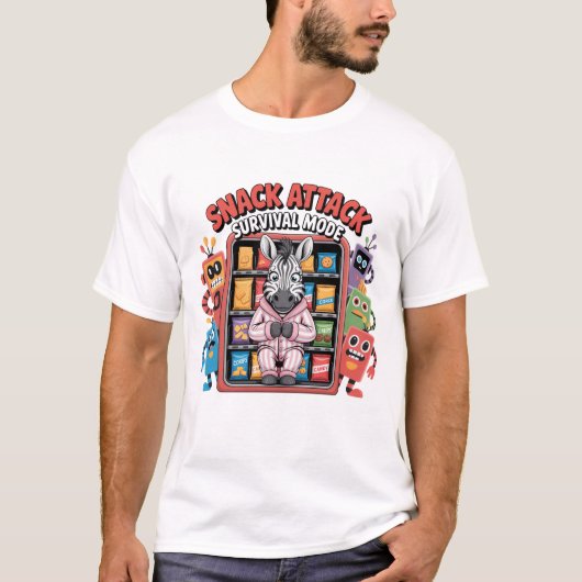 T-shirt Survie Mode Attaque de Gourmandise Zèbre Drôle (Devant)