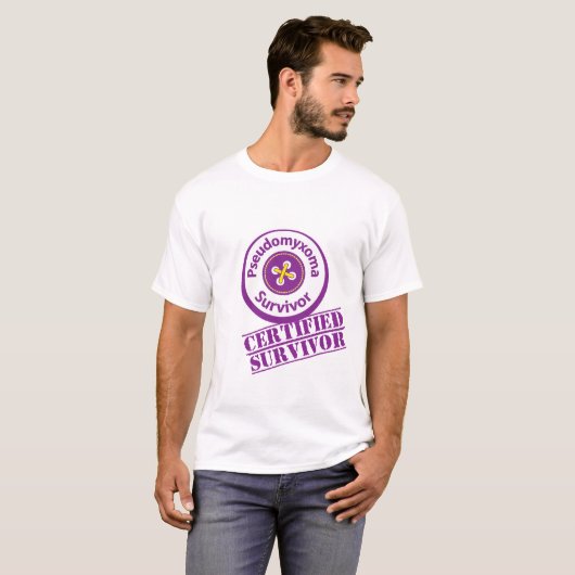 T-shirt Survivant certifié de Pseudomyxoma (Devant entier)