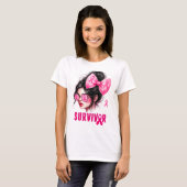 T-shirt Survivant Conscience du cancer du sein Pink Messy  (Devant entier)