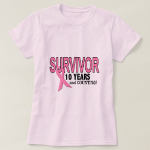 T-shirt SURVIVANT de CANCER DU SEIN 10 ans et comptes