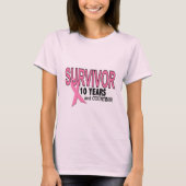 T-shirt SURVIVANT de CANCER DU SEIN 10 ans et comptes (Devant)
