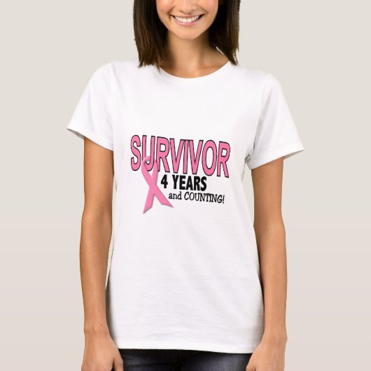 T-shirt SURVIVANT de CANCER DU SEIN 4 ans et comptes (Devant)