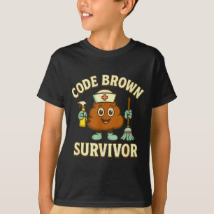 T-shirt Survivant de Code Brun Humour Médical Infirmière D