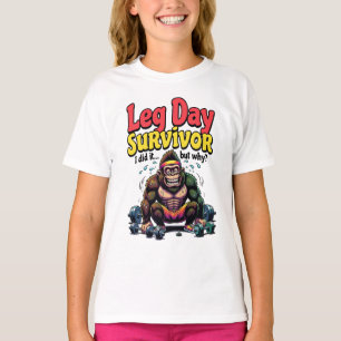 T-shirt Survivant de la journée de jambes Gorille épuisé s