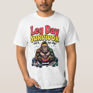 T-shirt Survivant de la journée de jambes Gorille épuisé s