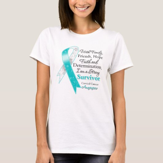 T-shirt Survivant fort de soutien de cancer du col de (Devant)