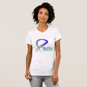 T-shirt Survivant grunge de cancer de la thyroïde de ruban (Devant entier)