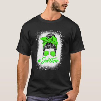 T-shirt Survivant Messy Bun Lime Green Ribbon Non Hodgkin