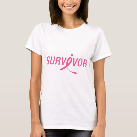 T-shirt Survivant rose de cancer du sein de ruban (Devant)