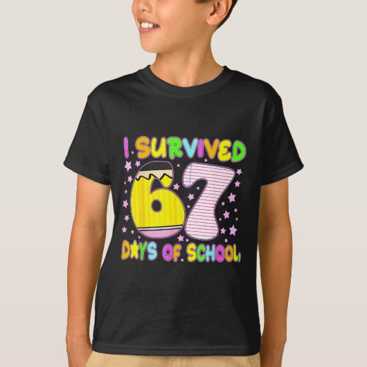 T-shirt Survived 67 Days Of School Nk Star Six Seven Meme (Devant)