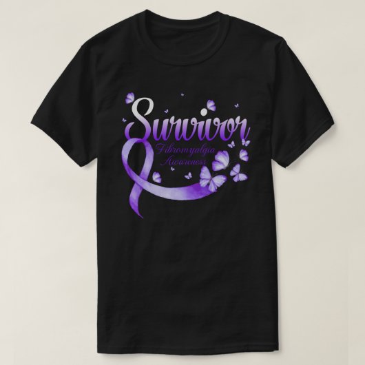 T-shirt Survivor Fibromyalgia Awareness Butterfly (Design devant)