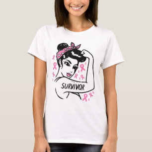 T-shirt Survivor Guerrier Incassable Ruban Cancer du sein