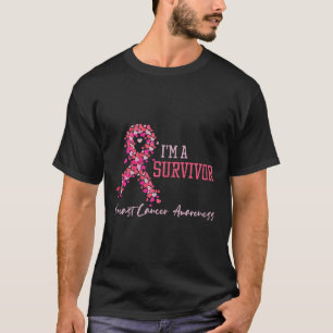 T-shirt Survivor Pink Ribbons Coeurs Cancer du sein Sensib