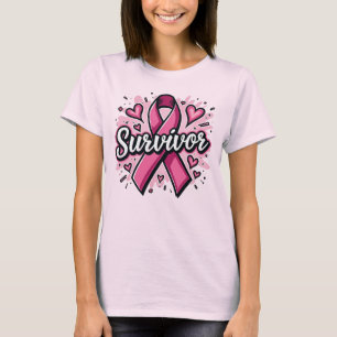 T-shirt Survivor rose Ruban femme cancer du sein Tee