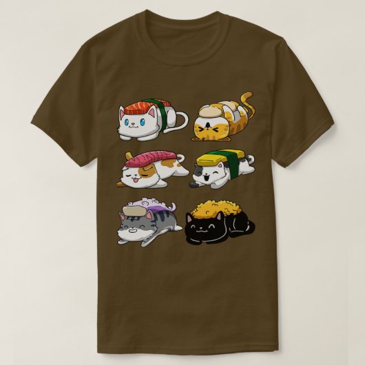 T-shirt Sushi Cat Anime (Design devant)