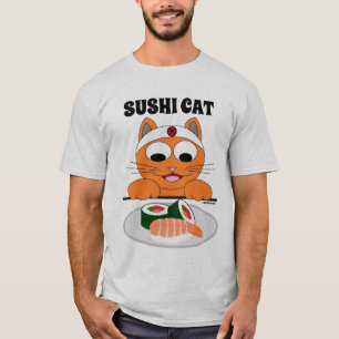 T-shirt SUSHI CAT Japonais Samurai Chat