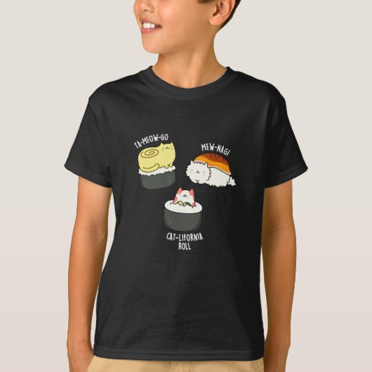 T-shirt Sushi Cats Funny Sushi Pun Dark BG (Devant)